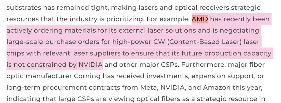 AMD大规模采购CW激光芯片、Corning获CSP战略投资（来源：Trendforce/产业媒体）