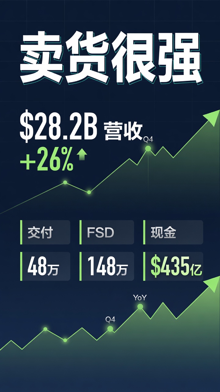 卖货很强：营收、交付、FSD、现金